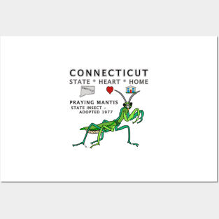 Connecticut - Praying Mantis - State, Heart, Home - State Symbols Posters and Art